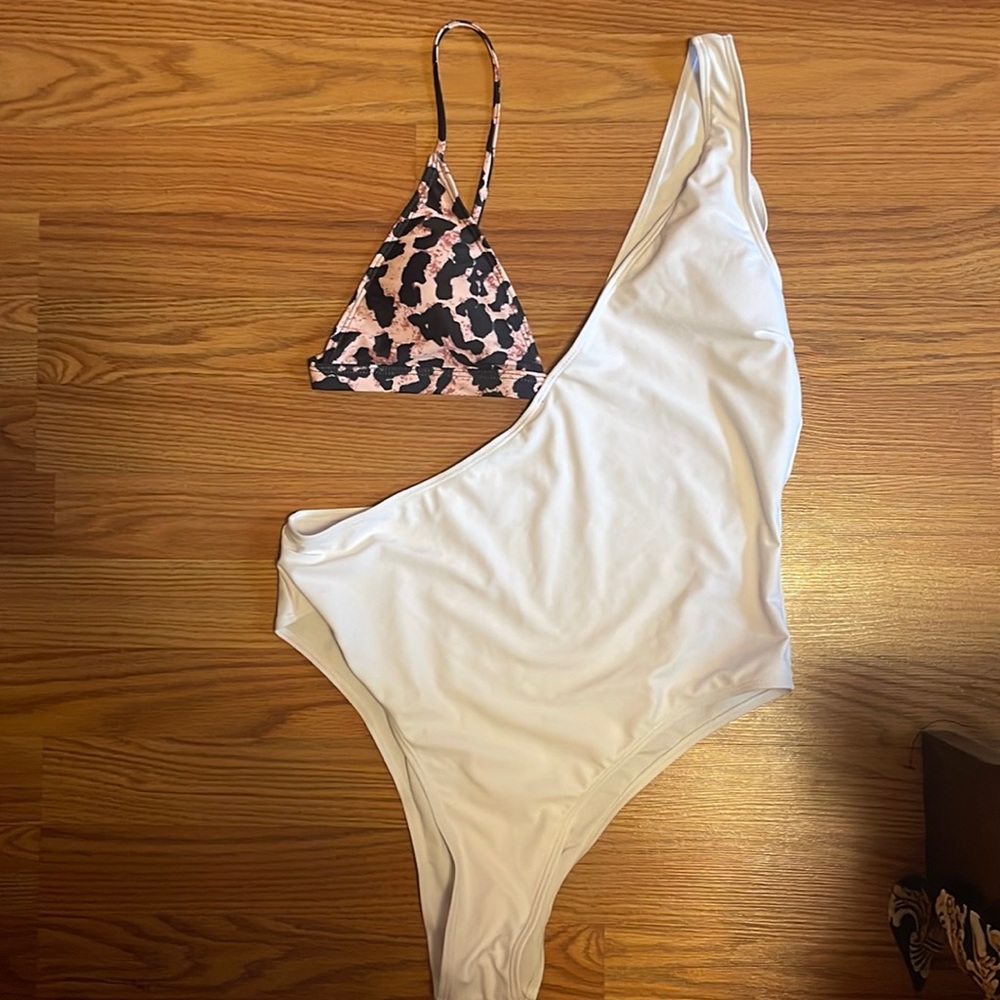 Cheetah Print/White One Piece Swimsuit